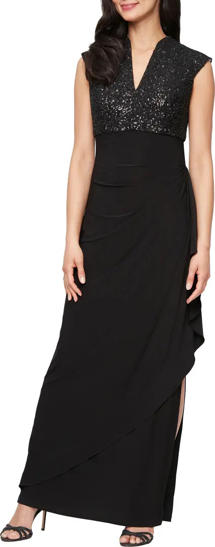 Sequin Corded Lace Bodice Empire Waist Gown | Nordstrom