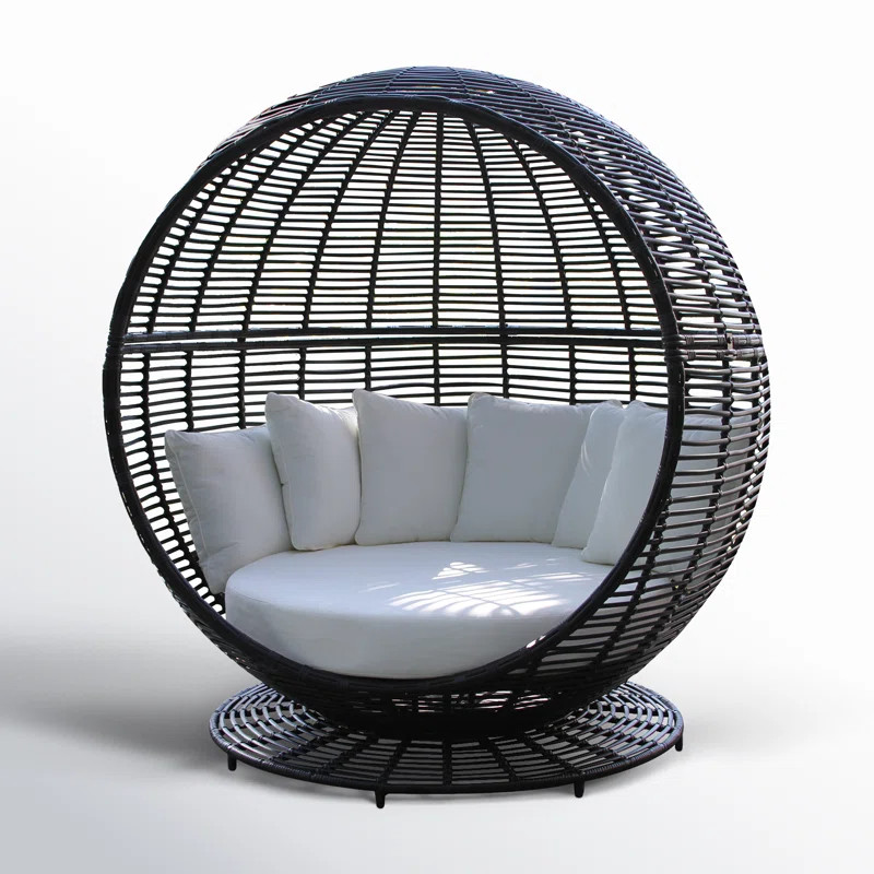Carla 63" Wide Outdoor Wicker Patio Daybed with Sunbrella Cushions | Wayfair North America
