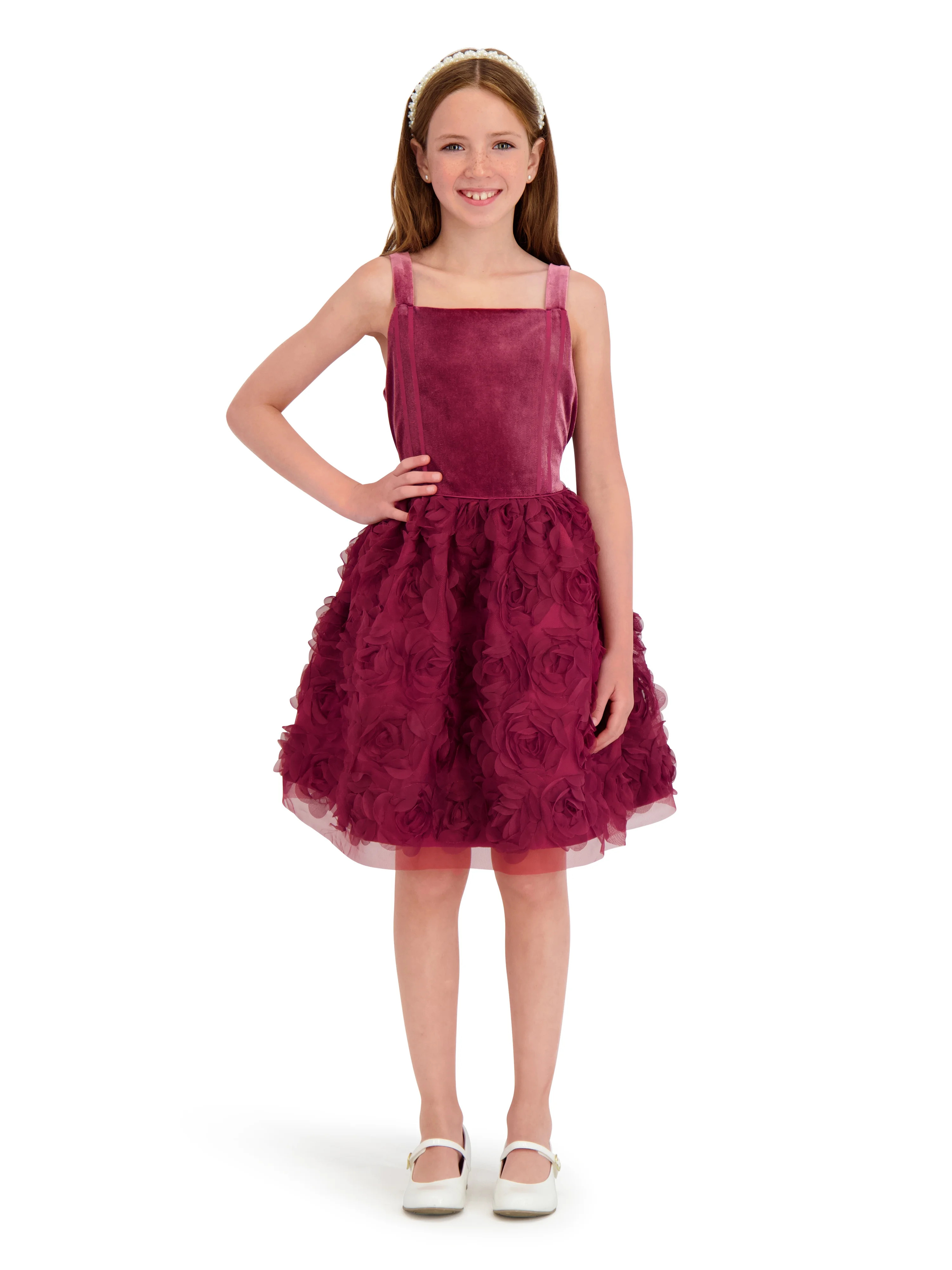 Kensie Girl Velvet Glitter Rosette Tank Dress, Sizes 4-16 | Walmart (US)
