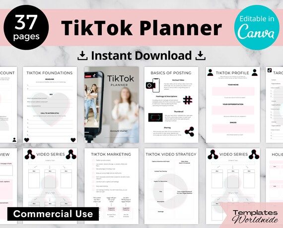 TikTok Planner, Editable TikTok Planner, TikTok Business Workbook, TikTok Success Guide, TikTok T... | Etsy (CAD)