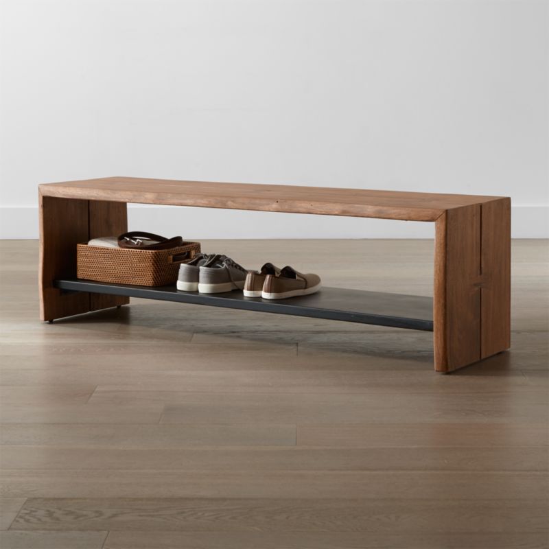 Yukon Natural Entryway Bench with Shelf + Reviews | Crate and Barrel | Crate & Barrel