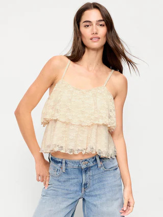 Sleeveless Tiered Lace Ruffle Top | Old Navy (US)