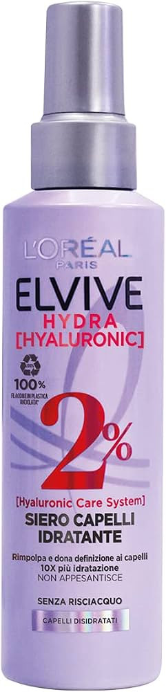 L'ORÉAL Paris Elvive Siero Spray per Capelli Hydra Hyaluronic con 2% di Hyaluronic Care System, ... | Amazon (US)