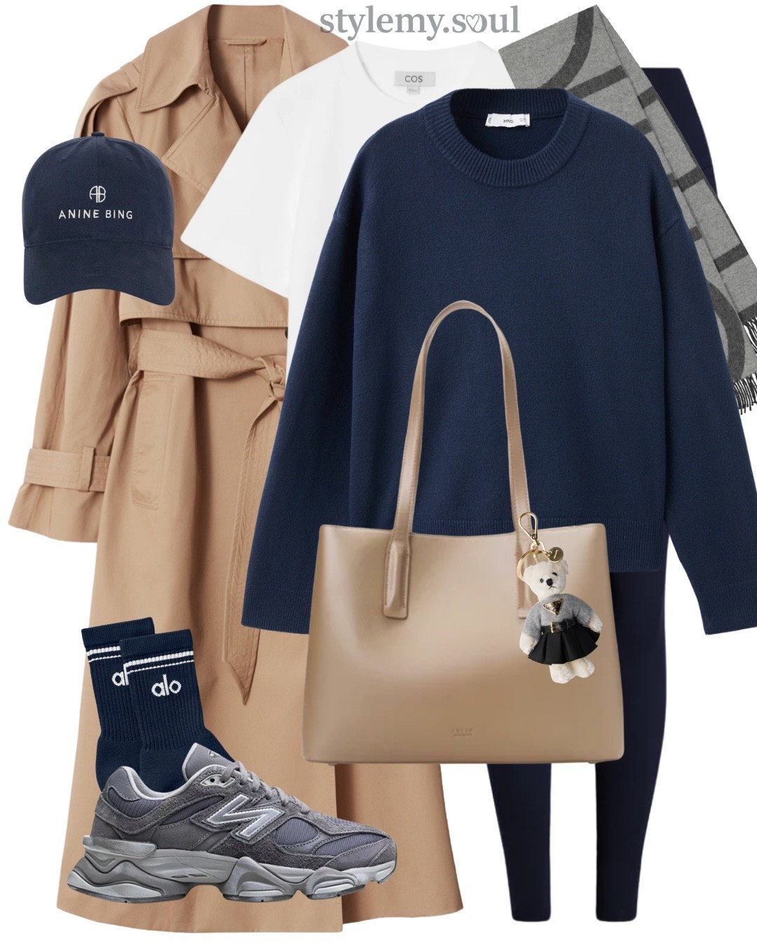 Trench coat leggings blue sweater tote bag navy cap, navy sweater

#LTKFashionMonth #LTKmaternity #LTKtravel