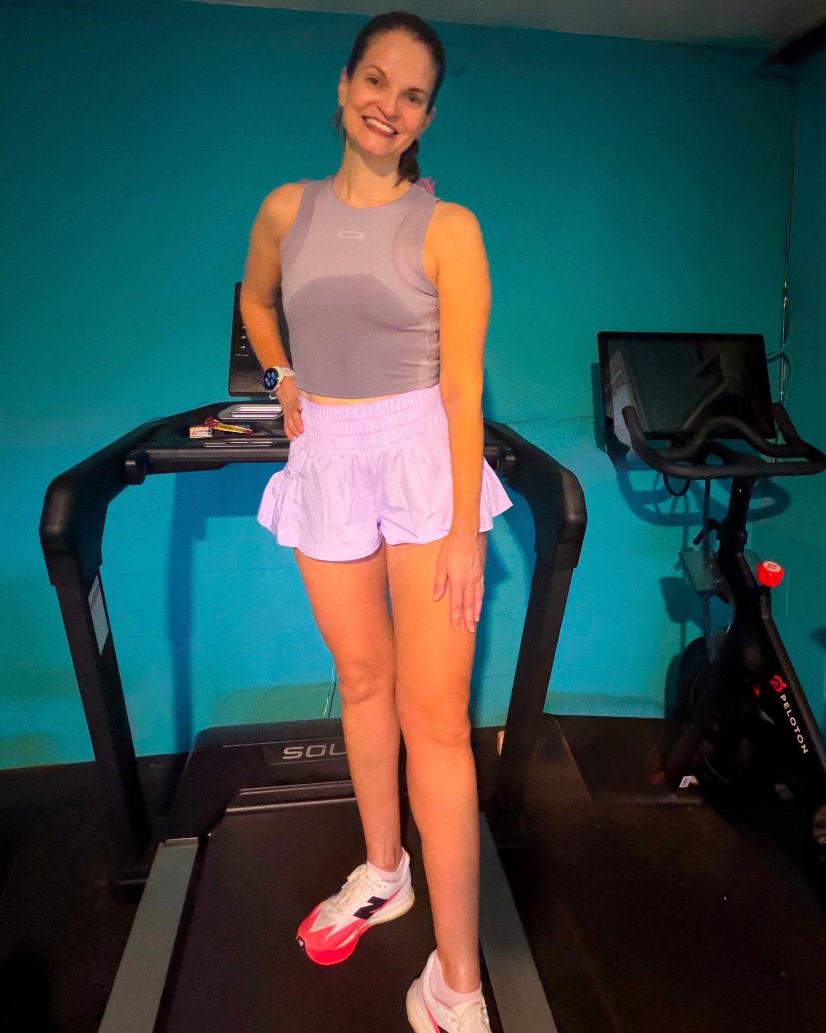 This AM’s outfit was fab. These Free People Get Your Flirt On shorts would be amazing for a warm gym run but personally, not wearing these outside because they are tiiiiny! Love the ventilation on this Bandit Women's Stamina-V Lyra Race Crop. Think this will be great for long warm weather runs and race days!