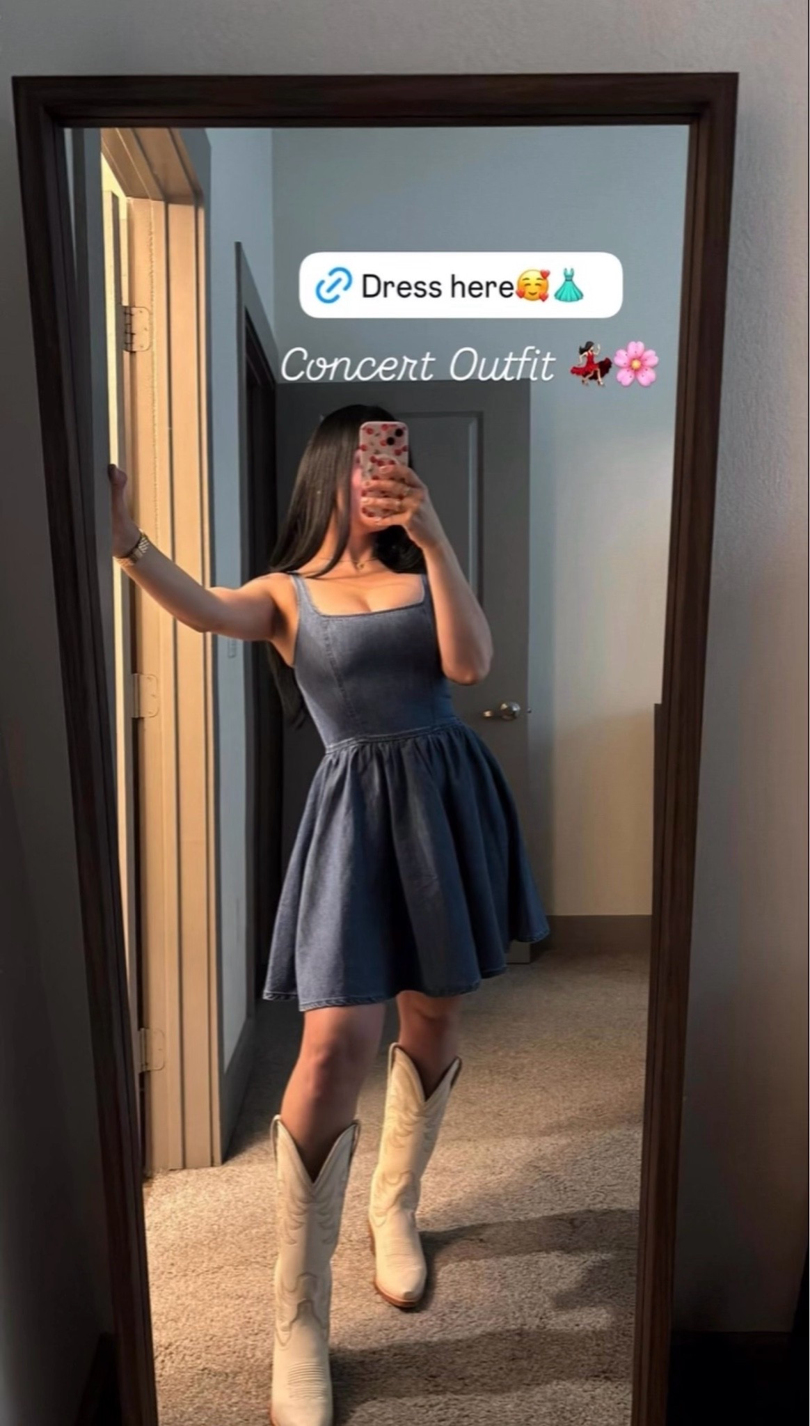 Concert outfit • Denim dress • Western boots • Country concert outfit • Feminine style • Casual chic • Cowboy boots outfit • Mini dress outfit • Summer concert look • Denim mini dress • Going out outfit • 🤠💙✨

#LTKootd #LTKPetite #LTKSeasonal