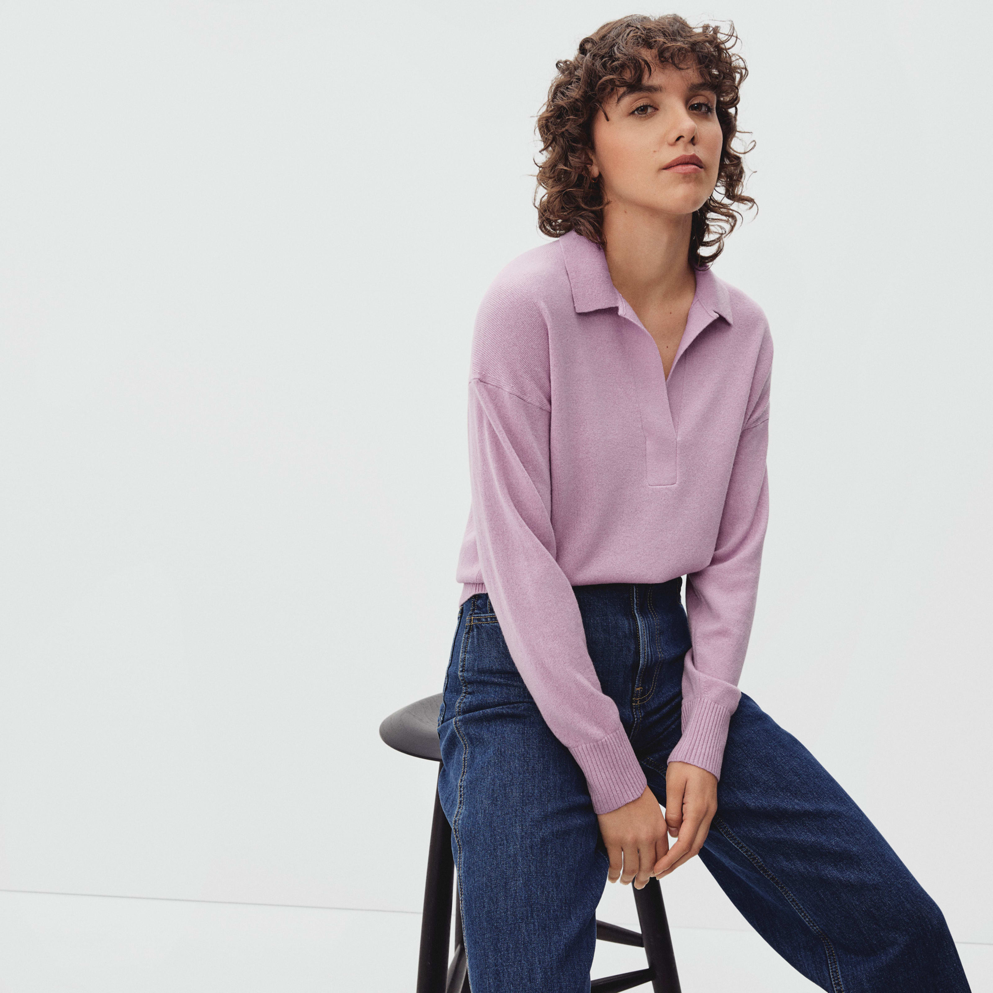 Women's Cashmere Polo Sweater by Everlane in Lily, Size M | Everlane