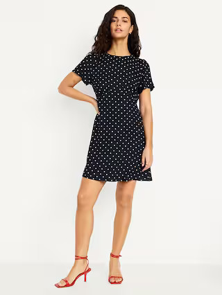 Printed Crepe Mini Dress | Old Navy (US)