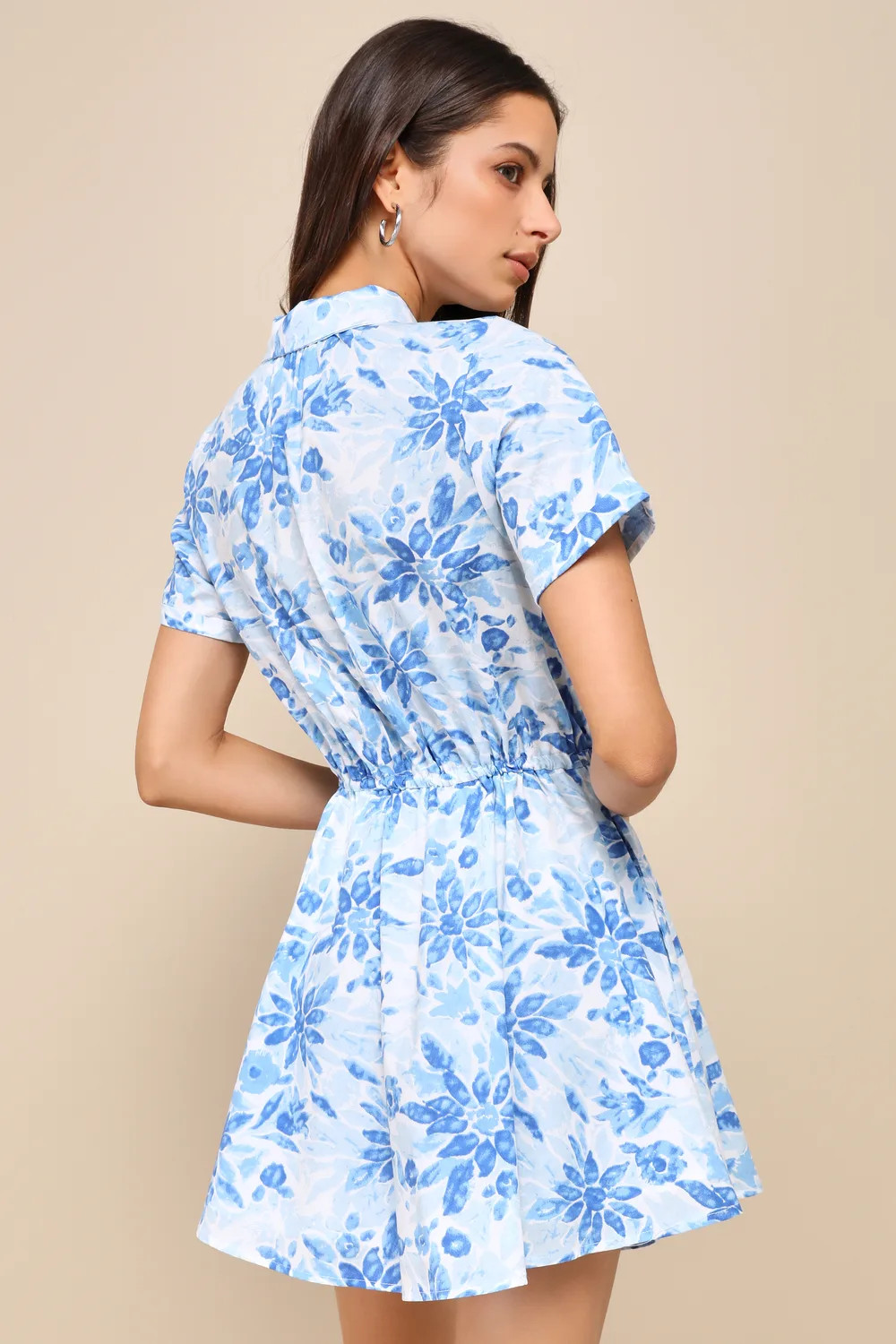 Sunny Charisma Blue Floral Button-Up Mini Dress With Pockets | Lulus