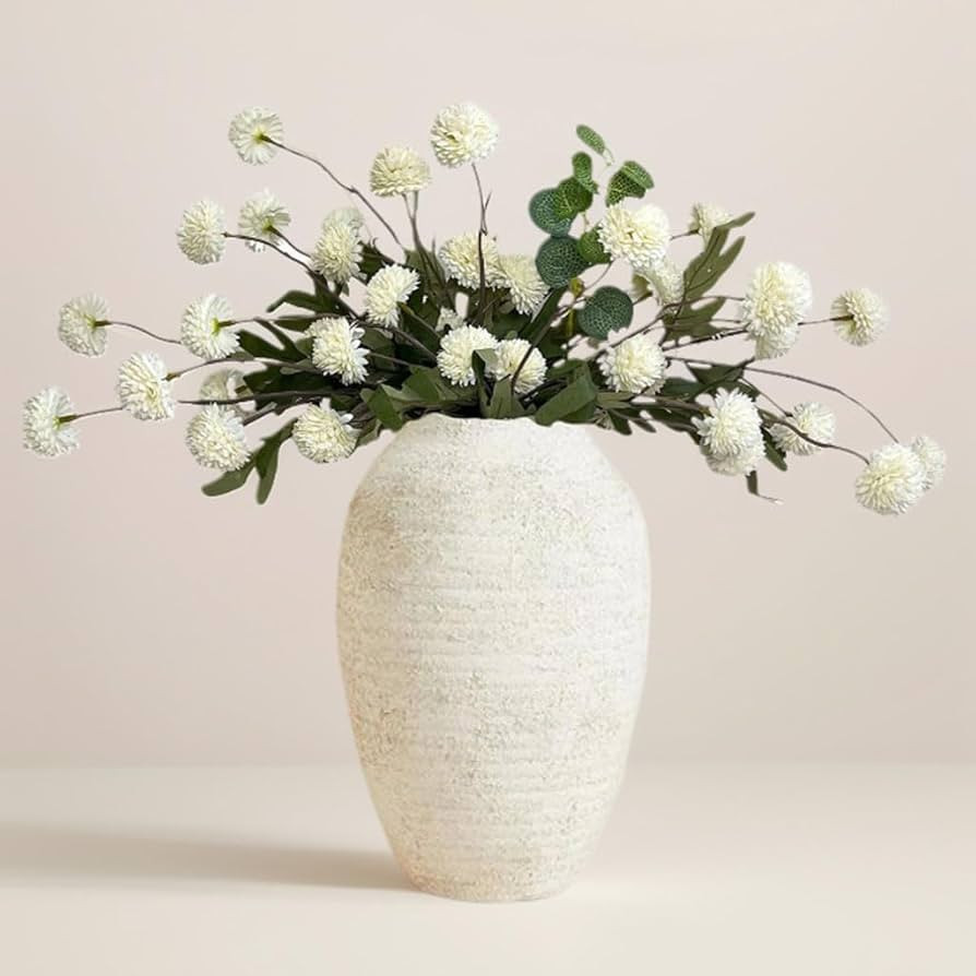 Faux Kiku Flower White - 12 Floral Stems for Vase | Chrysanthemum Faux Flowers | Realistic Artifi... | Amazon (US)