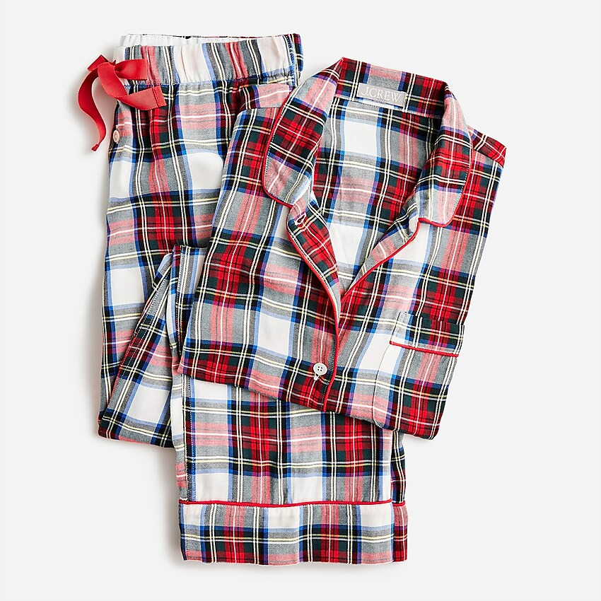 Long-sleeve flannel pajama set in Snowy Stewart tartan | J. Crew US