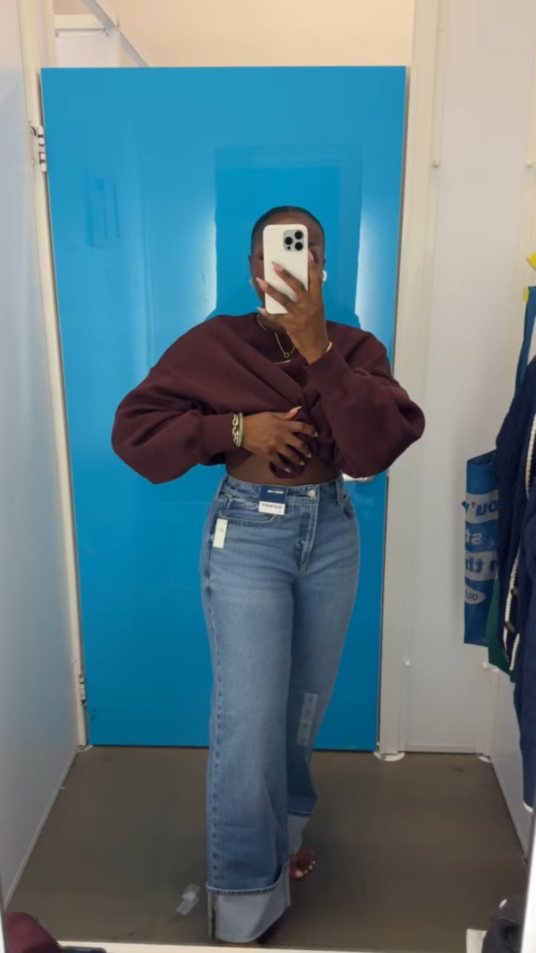 Now I really like these extra hi rise wide leg jeans from Old Navy. Do you see the huge cuff at the bottom? These are so cute! Wearing a size 12.

#LTKFindsUnder100 #LTKFindsUnder50 #LTKStyleTip