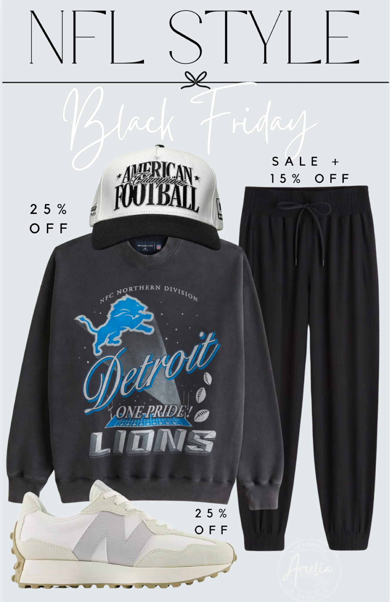 For the football ladies 🏈 A&F NFL sweatshirt 25% off and their you joggers are $20 off + an extra 15% off in cart 👏 New balance also on sale for 25% off (linked some socks for 30% off too) 

#LTKStyleTip #LTKCyberWeek #LTKSeasonal