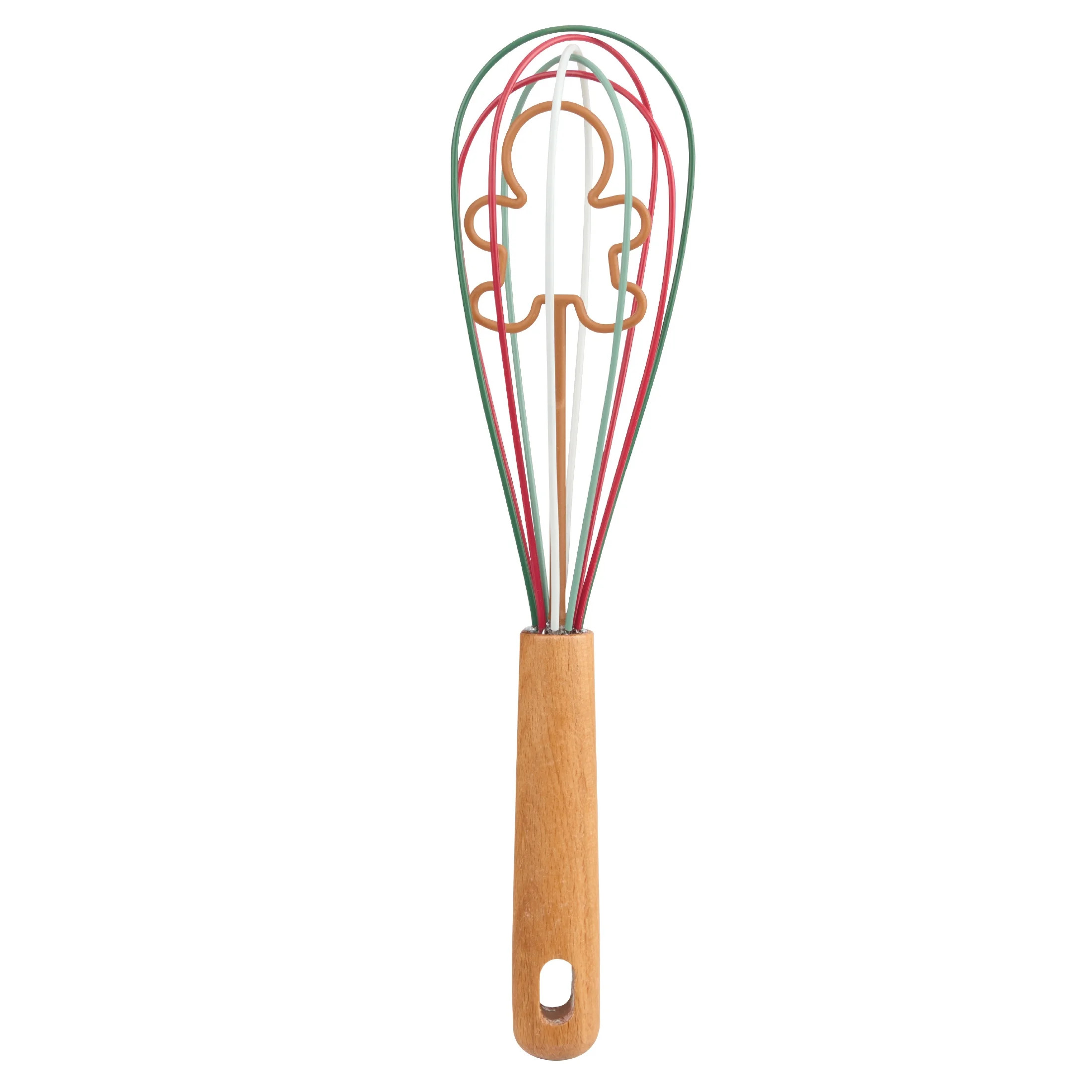 Holiday Time Silicone and Beechwood Whisk, Gingerbread Cookie Character, Brown, Red and Green | Walmart (US)