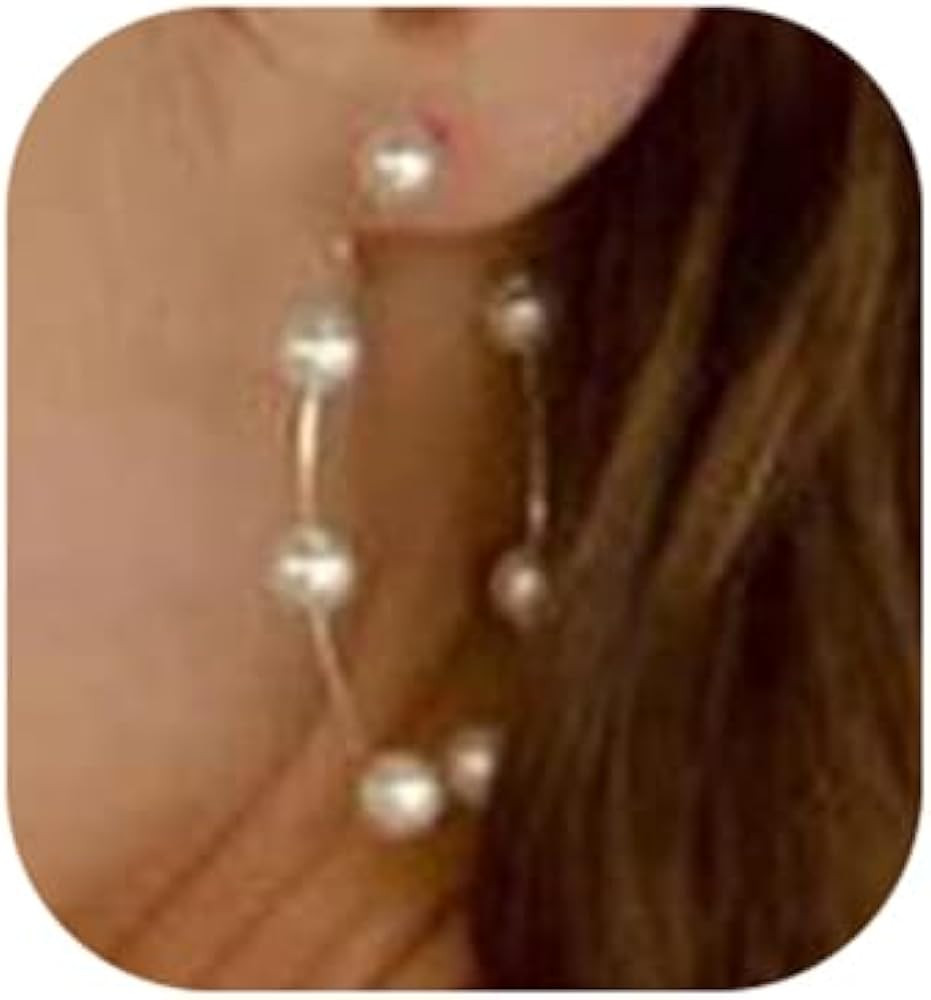 Wiwpar Pearl Hoop Earrings Circle Dangle Drop Earrings Imitation Pearl Earrings Elegant Accessori... | Amazon (US)