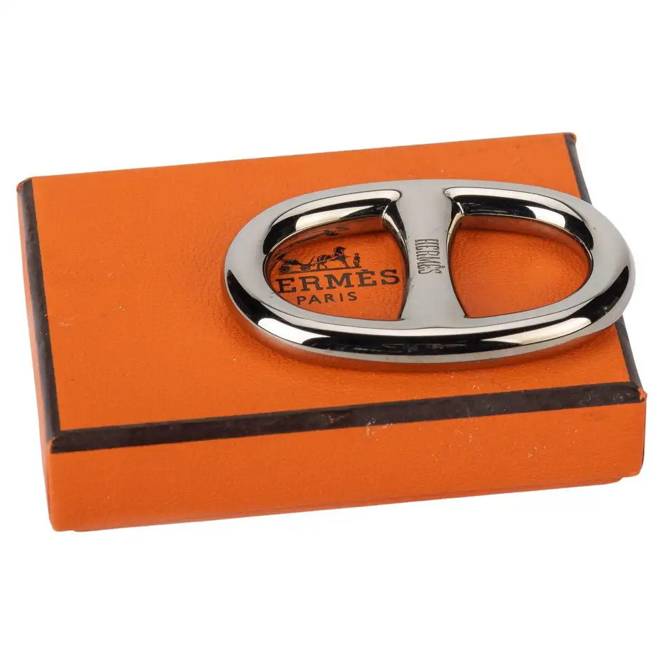 Hermès Preloved Ruthenium Scarf Ring | 1stDibs