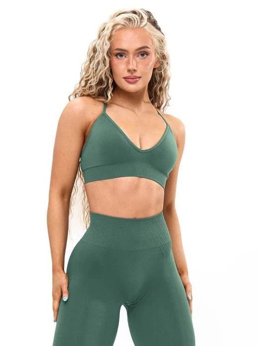 Plunge Seamless Sports Bra - Limon Pepino | Buffbunny