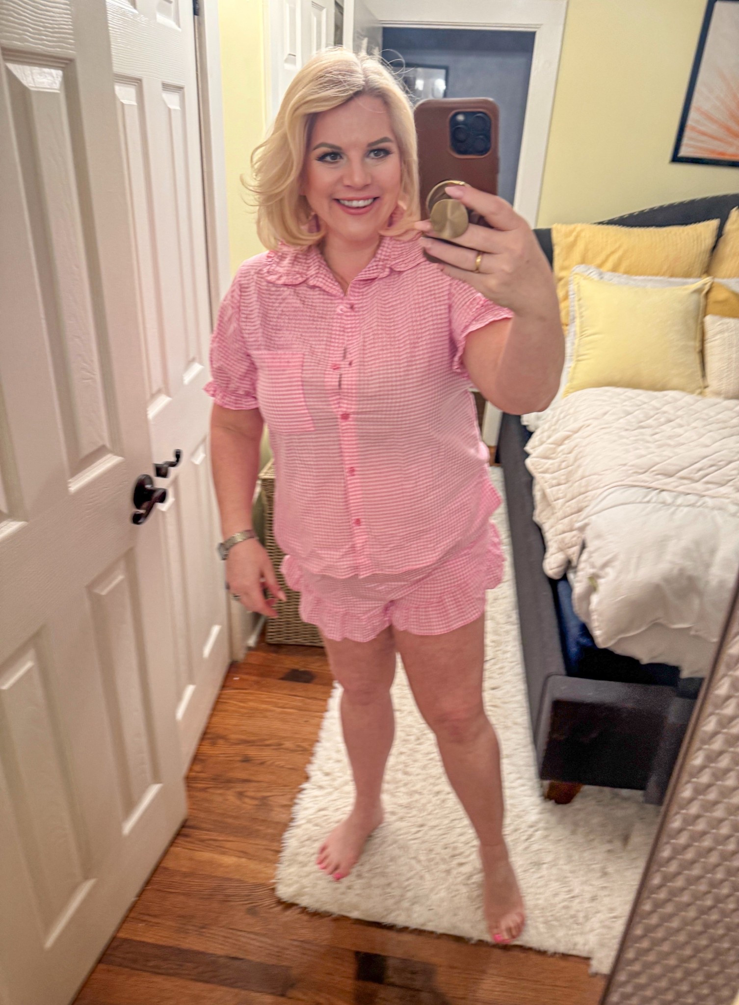 New, favorite spring PJ's! I've always adored gingham.
I was SO pleasantly surprised to see that these are 100% cotton. No microplastics here!

Spring, gingham, vacation, home, weekend 

#LTKdayinmylife #LTKselfcare #LTKHome