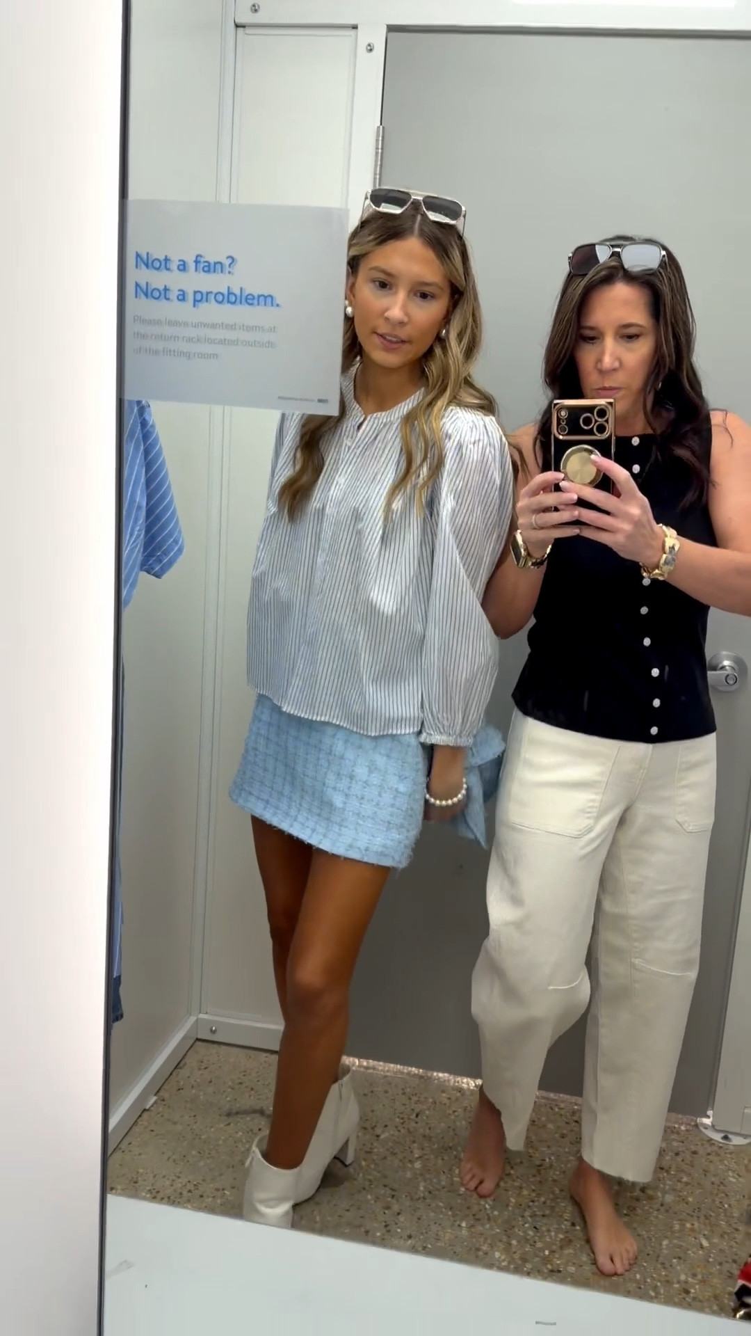 We purchased everything we tried on 🤦🏻‍♀️ #walmart Jeans: size 2 white barrell pants: size 0 dress:xs mollys tops: size small