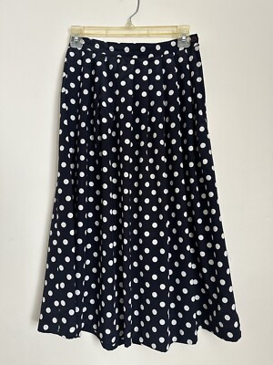 Vtg Leslie Fay Petites Semi Sheer Blue & White Polka Dot Soft Pleat Midi Skirt  | eBay | eBay US