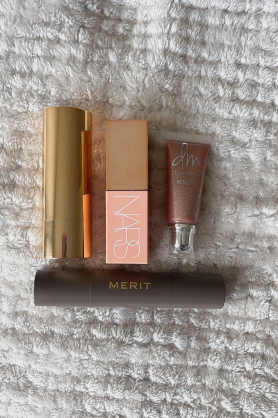 My new favorite makeup products.

• Merit Beauty Concealer / Foundation Stick
• Merit Beauty Cream Bronzer
• NARS Liquid Blush
• Danessa Myricks Liquid Eyeshadow

#LTKfindsunder100 #LTKbeauty