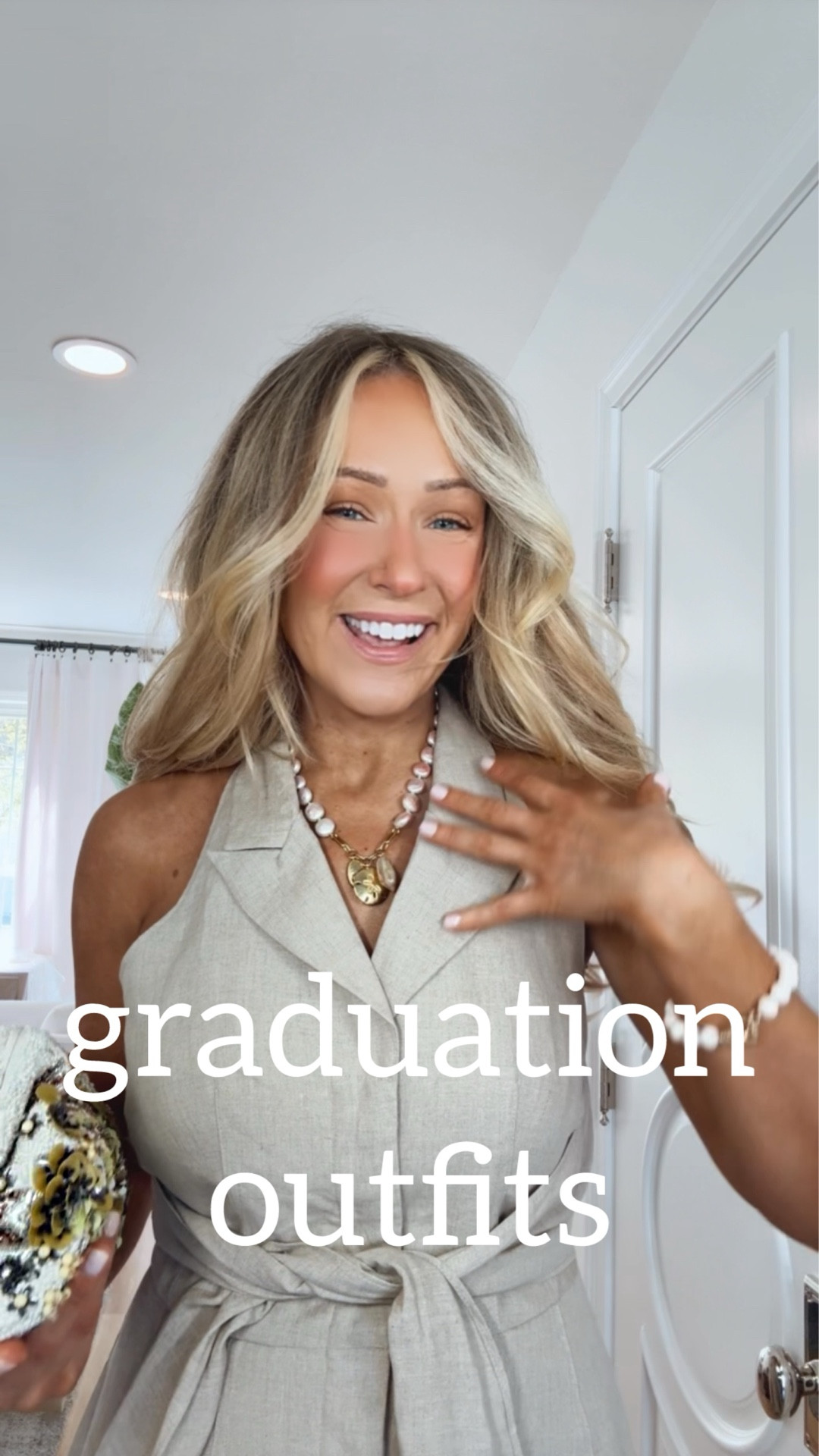 Affiliate links - I earn commission on purchases made through my links | Graduation outfits 🎓💫 SIZING INFO⬇️:
• Beige belted dress: I found it to run small, recommend sizing up one size (I’m wearing a size 8)
• 100% linen, super breathable fabric and perfect for the warm weather! 
• It’s such a classic dress and the type of dress that is really timeless and that you can wear year after year!

• Light blue top runs TTS. White jeans run TTS around the waist but they do run long in the length. (For length reference, I’m 5’6” and wearing them with about a 2” heel)
• A cute top and jean outfit is such a great outfit formula when you want to be dressy but not TOO dressy! The fun statement bag also ties everything together and adds a fun pop of color, texture, and print to the outfit! Outfit is from my latest Zara order!

• White dress runs small, recommend sizing up one size (I’m wearing a size 8).
• This is another classic summer dress but with a modern and trendy twist with the cutout detail at the sides and back! (It has a tie detail in the back.) SO pretty! This the kind of dress that you can dress up or down just by switching out your shoes and bag!

• Pink floral dress runs TTS.
• Such a great dress to have on hand for spring and summer! It’s one of those dresses that can be worn for an occasion like graduation, Mother’s Day, or a baby shower but it also could be styled casually with flat sandals and worn everyday!