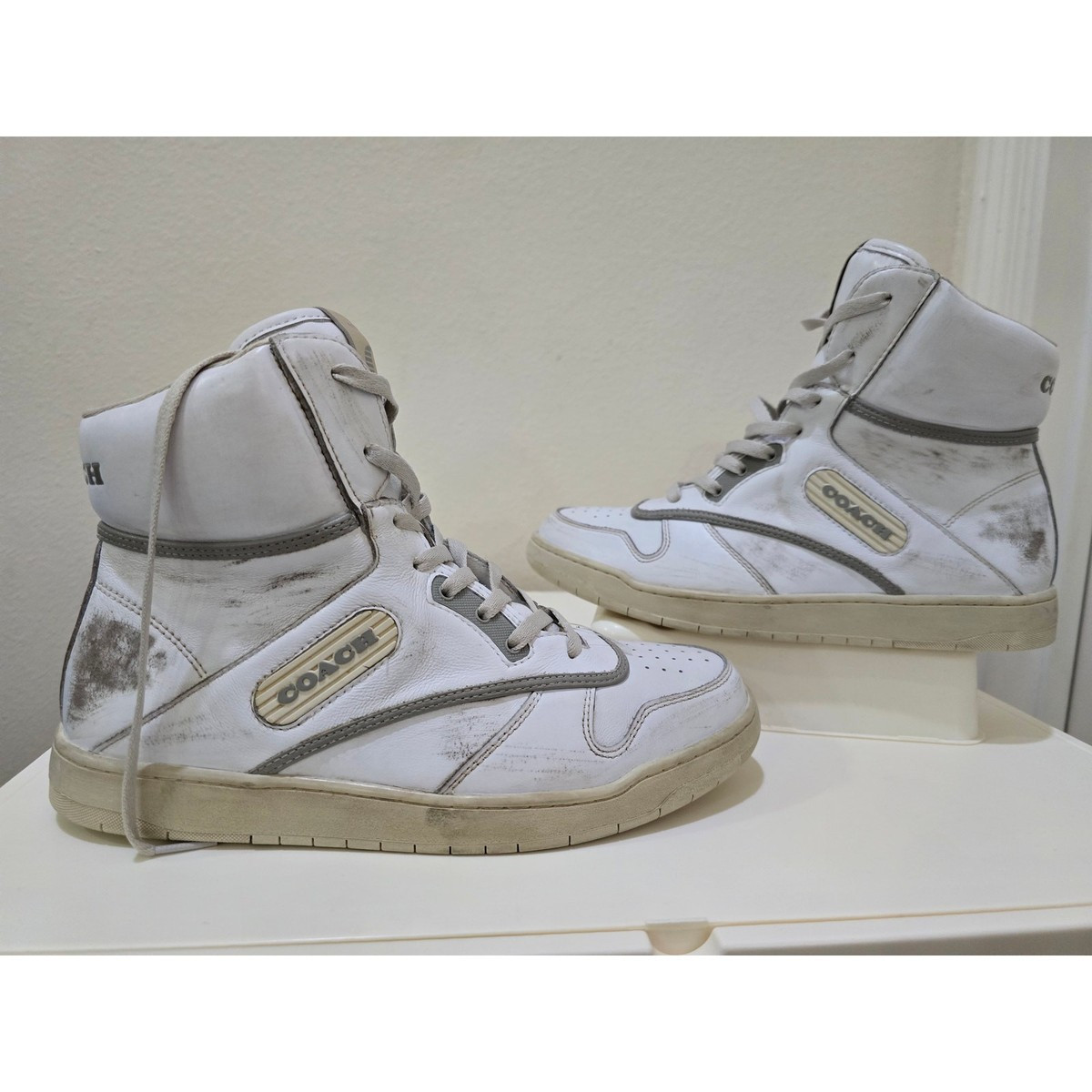 COACH Distressed High Top Sneaker Women's White Fashion Streetwear NWOB Size 10  | eBay | eBay US