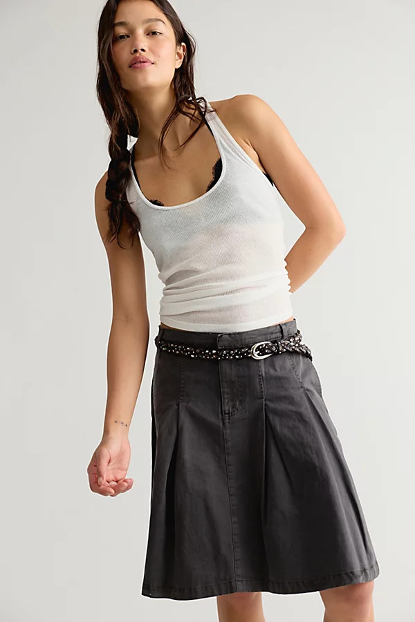 Chino Pleated Midi Skirt | Free People (Global - UK&FR Excluded)