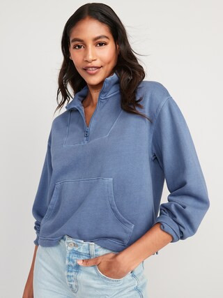 Mock-Neck Quarter-Zip Fleece Sweatshirt for Women | Old Navy (US)