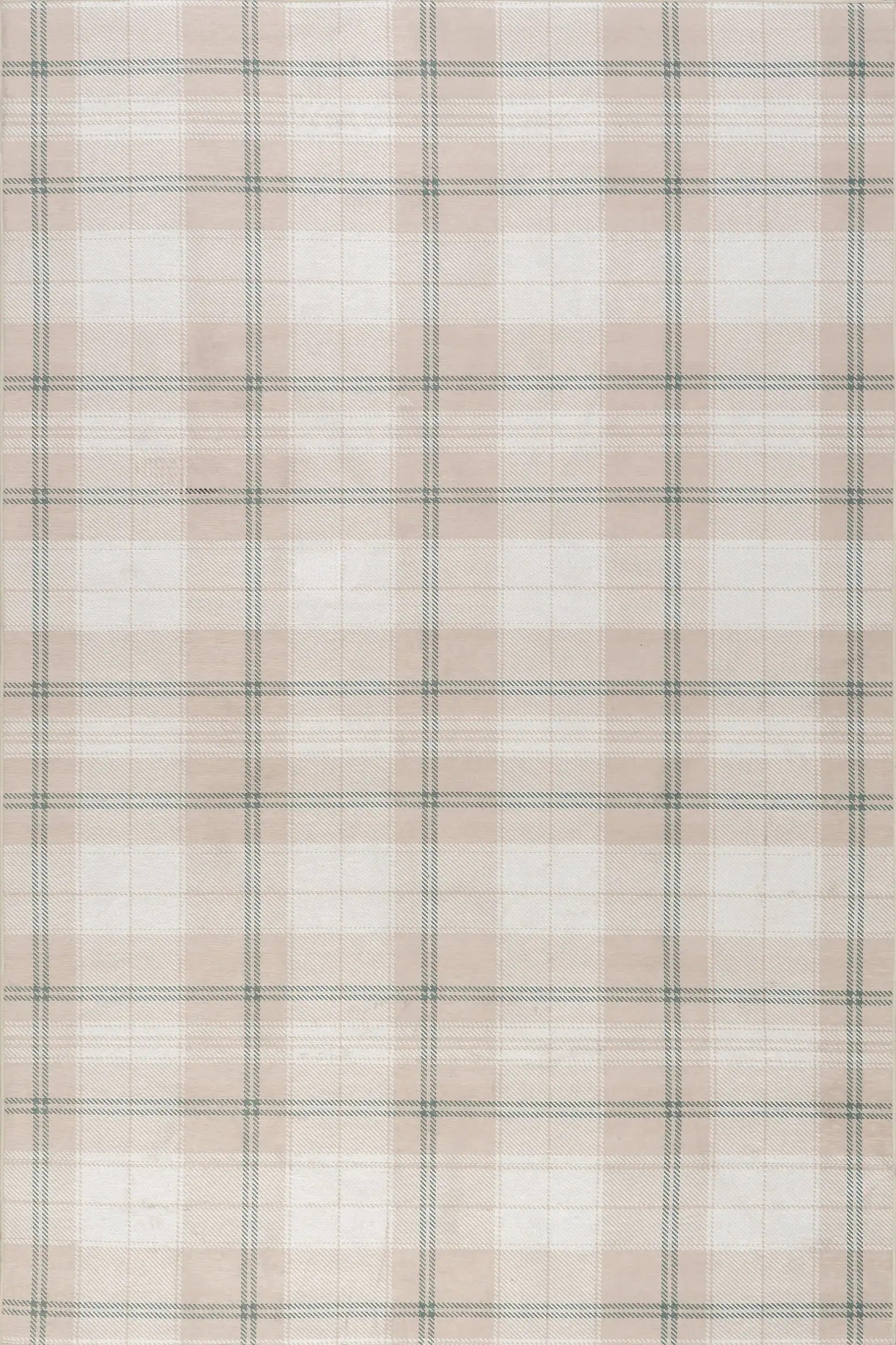 Raye Plaid Spill Proof Washable Rug | Beige | Rugs USA