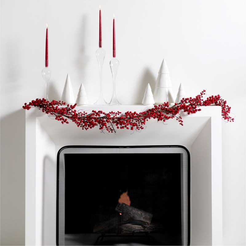 Marin Tree and Milano Taper Candle Holder Decorative Holiday Mantel Set | Crate & Barrel | Crate & Barrel