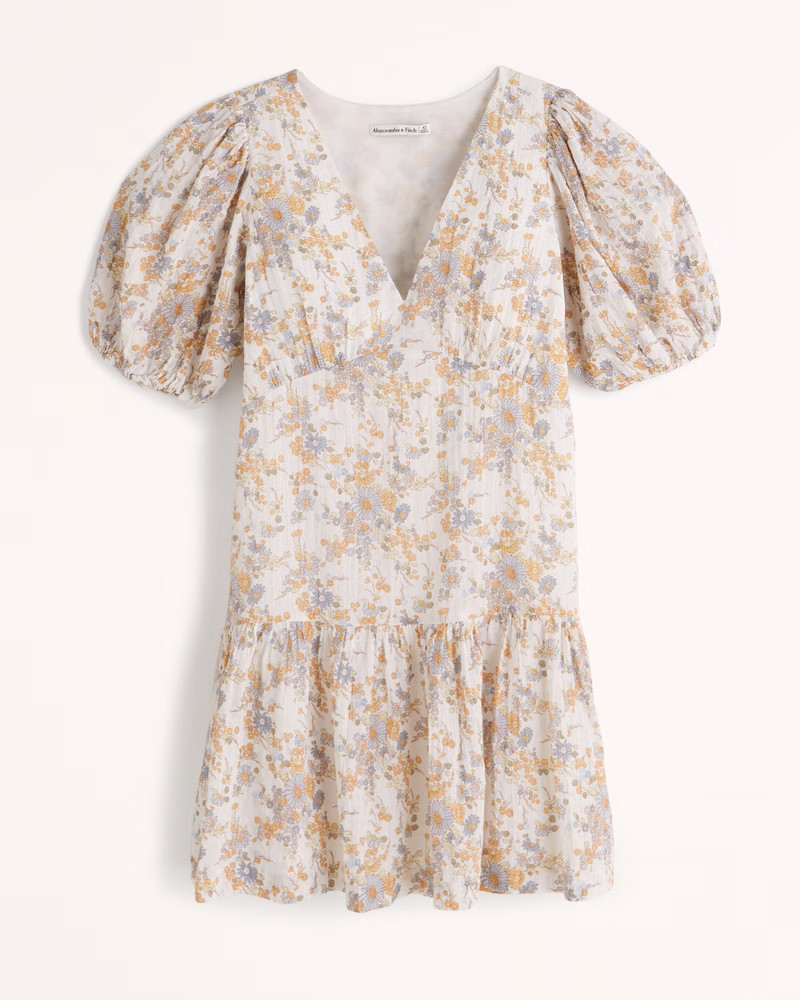 Puff Sleeve Trapeze Mini Dress | Abercrombie & Fitch (US)