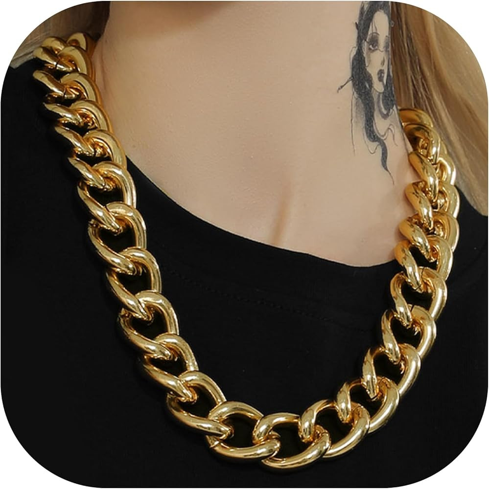 GOLDCHIC JEWELRY Chunky Chokers Gold Chain Necklace for Women, 5mm/12mm/23mm Hip Hop Turnover Cub... | Amazon (US)