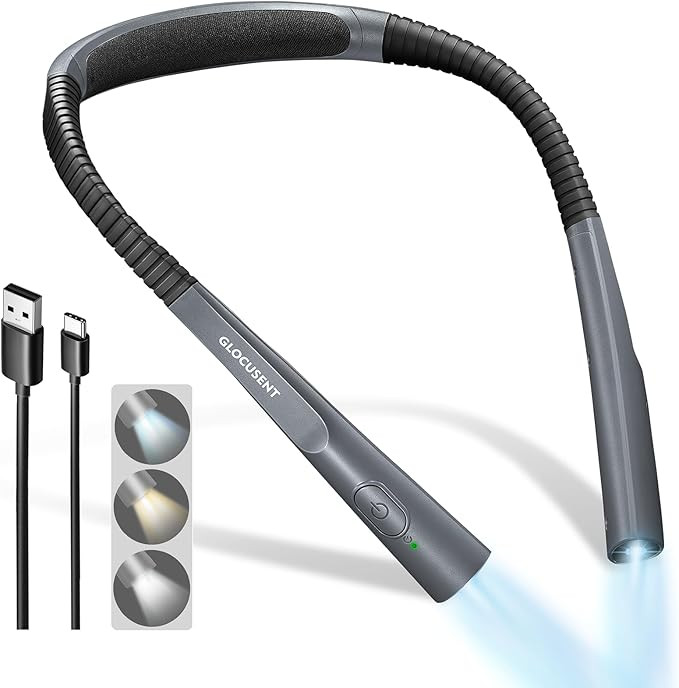 Glocusent Upgraded LED Neck Reading Light, Book Light for Reading in Bed, 30-min Timer, 3 Colors ... | Amazon (US)
