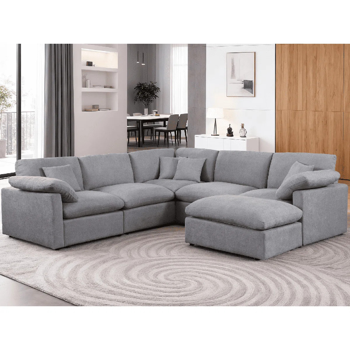 Oversized Corner Sectional Modular Sofa, Chenille Cloud Sectional Living Room Sets | Wayfair North America