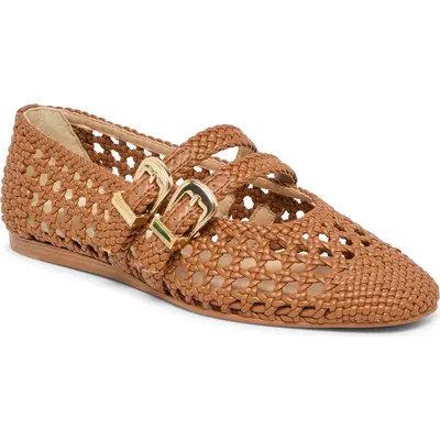 Dolce Vita Baylee Woven Mary Jane Flat in Saddle Stella at Nordstrom, Size 6.5 | Nordstrom