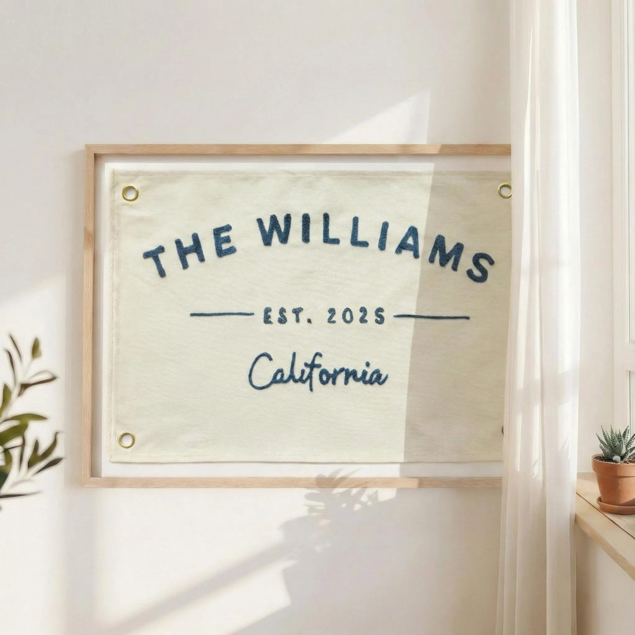 Custom hand embroidered vintage Last Name Flag, Unique wall art Flag, Boho room Dorm decor, Handmade gift, wedding flag, established banner | Etsy (Global)