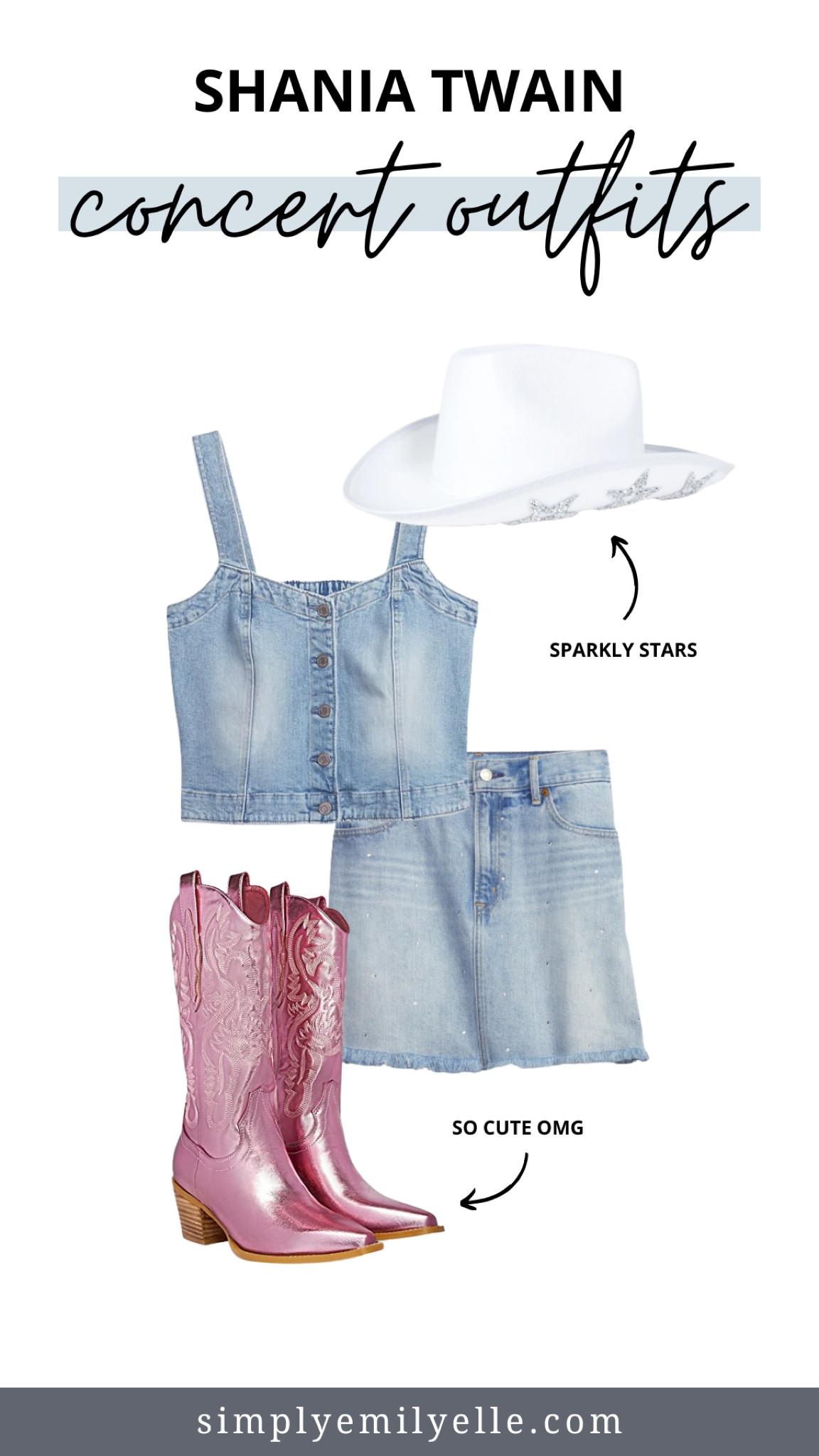 Country concert outfit, country concert outfit Inspo, concert outfit, white cowgirl hat, star cowgirl hat, pink cowgirl boots, denim set

#LTKSeasonal #LTKFestival #LTKFind