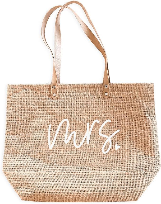 Bride Beach Bag – Mrs. Burlap Tote Bag – Wedding Gifts for Bride | Amazon (US)