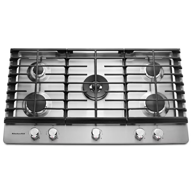KitchenAid 36-in 5 Burners Stainless Steel Gas Cooktop | Lowe's