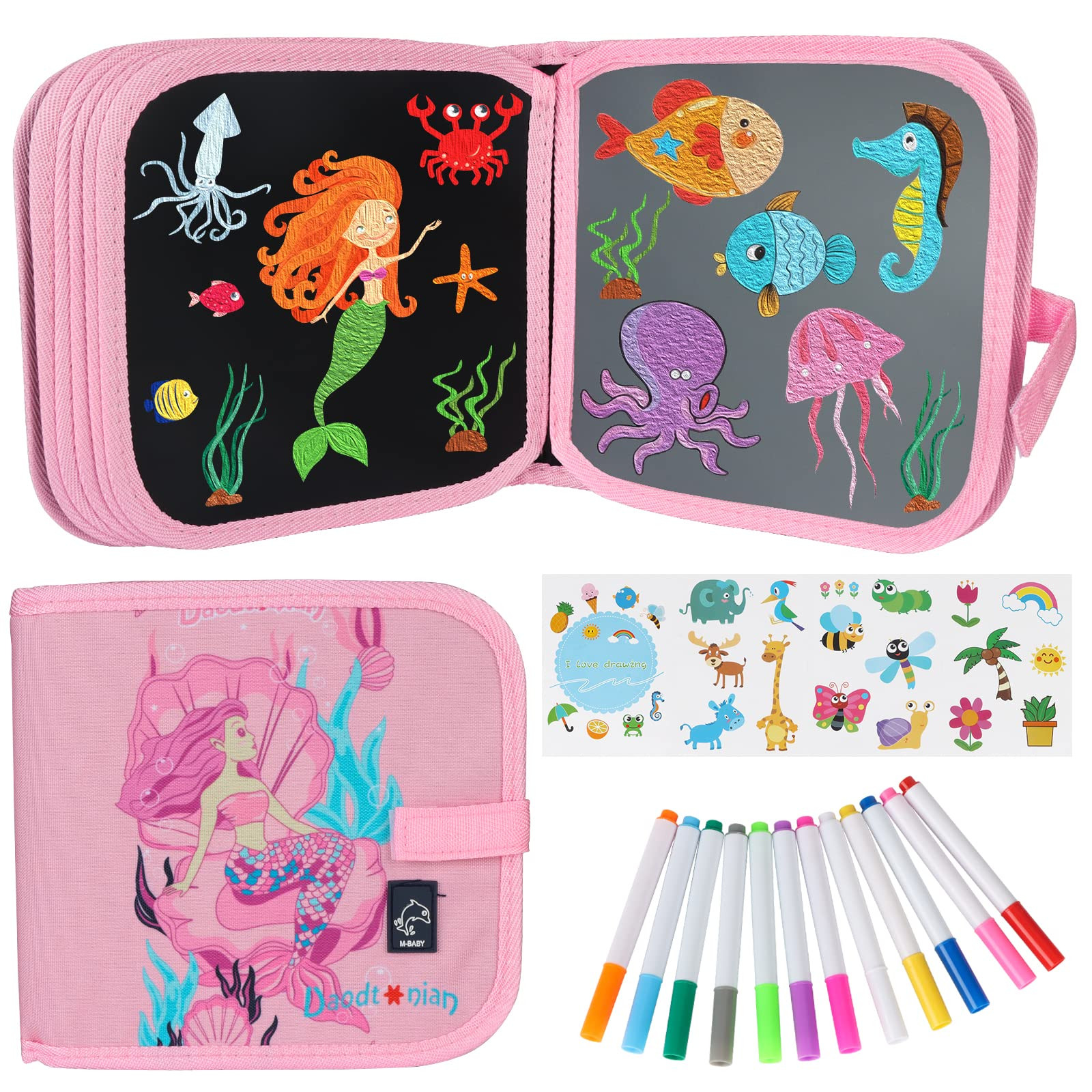 Erasable Doodle Set for Kids - Magic Drawing Book With 12 Watercolor Pens, 14 Page Reusable Drawi... | Amazon (US)