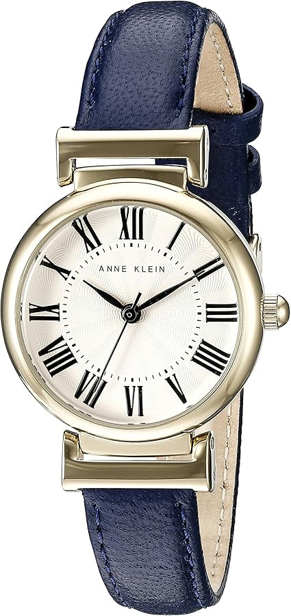 Anne Klein Women's AK/2246CRNV Gold-Tone and Navy Blue Leather Strap Watch | Amazon (CA)