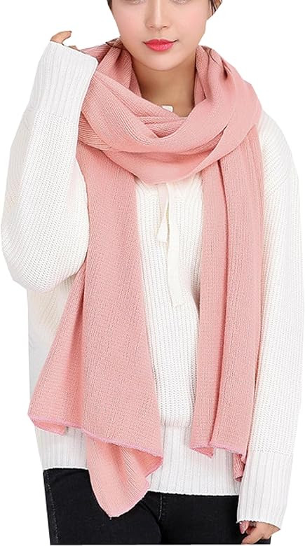 Wander Agio Women's Warm Long Shawl Winter Warm Large Scarf Pure Color | Amazon (US)