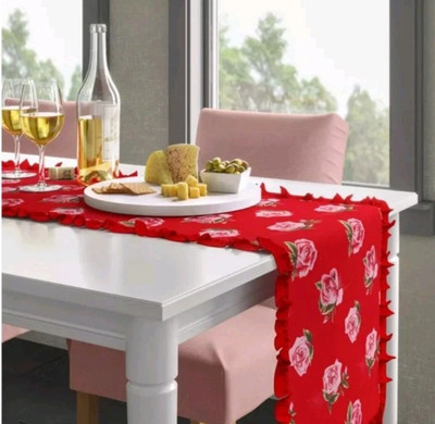 NWT Threshold Reversible Table Runner Red Roses & Stripes Target Brand 14x72 | eBay US