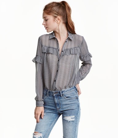 Shirt with Ruffled Yoke | H&M (US)