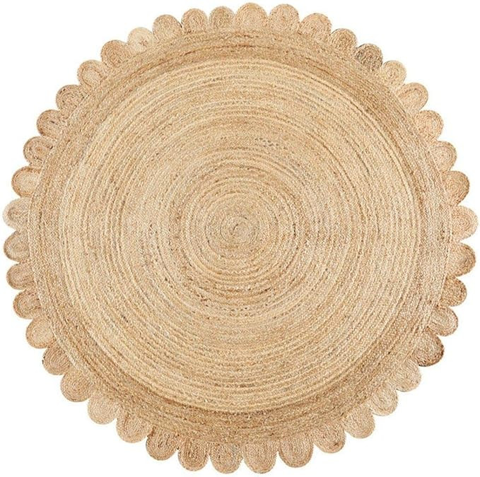 Generic 4X4, 5X5, 6X6,Feet Natural Jute Scallop Round Rug, Floor Scalloped Edge Rug Braided Boho ... | Amazon (US)