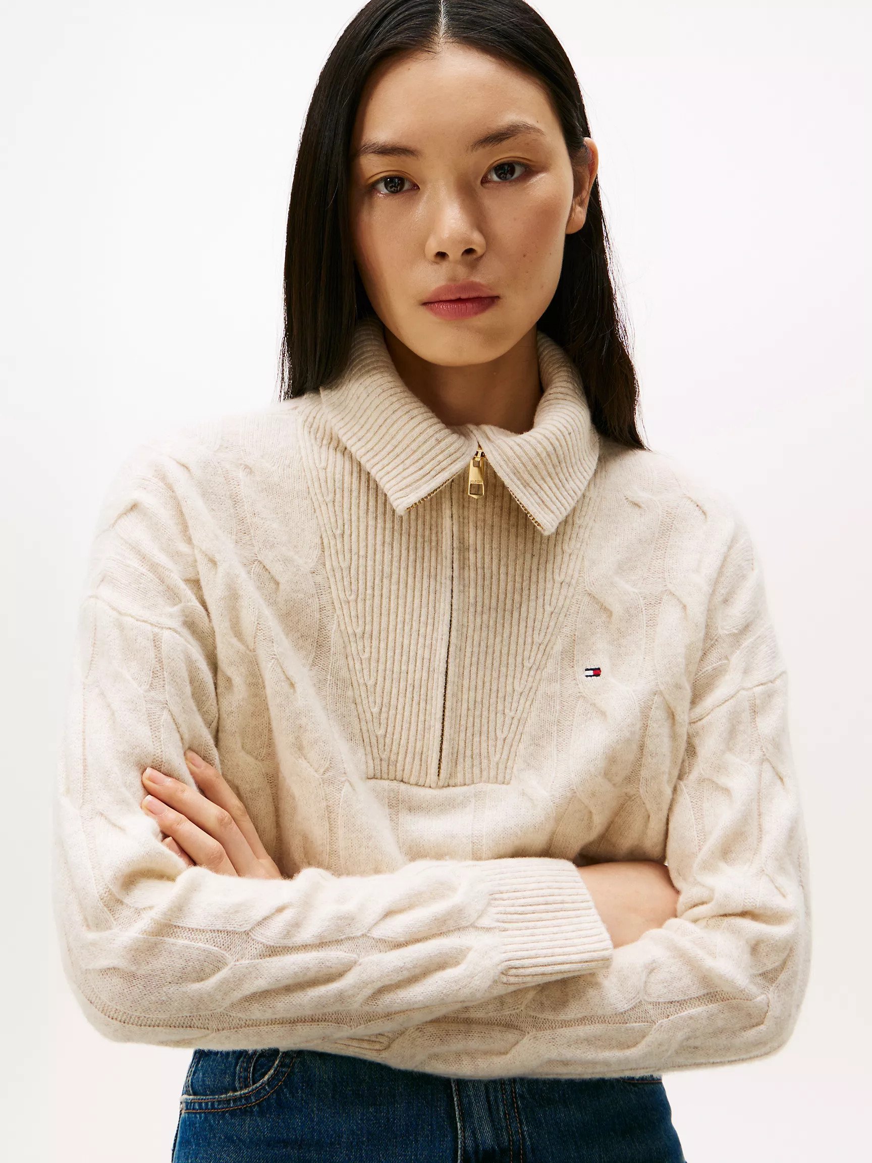 Cable Knit Quarter-Zip Sweater | Tommy Hilfiger | Tommy Hilfiger (US)