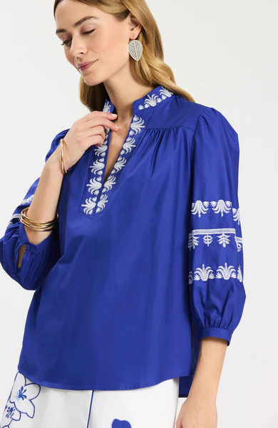 Robyn Embroidered Topper - Bluing | tyler boe