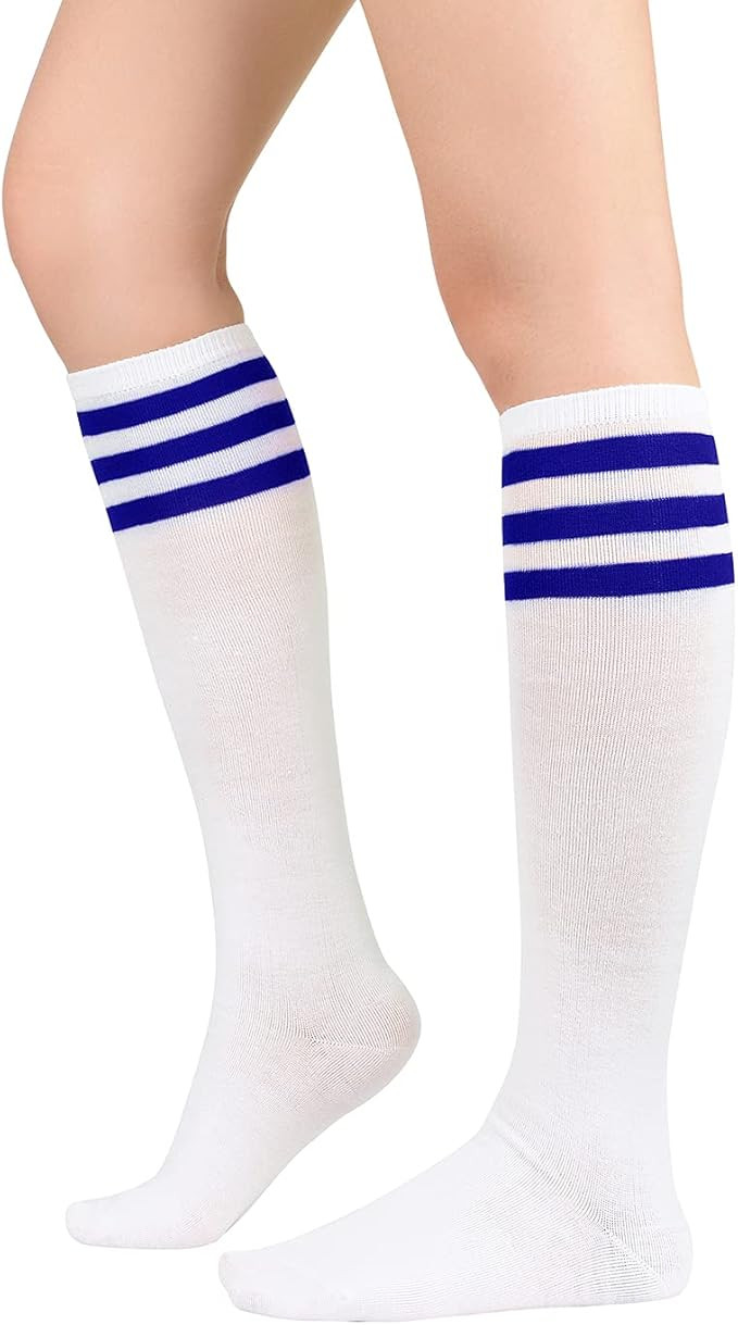 Zando Women's Tall Knee High Socks Extra Long Athletic Socks Outdoor Long Socks Stripes Casual Tu... | Amazon (US)