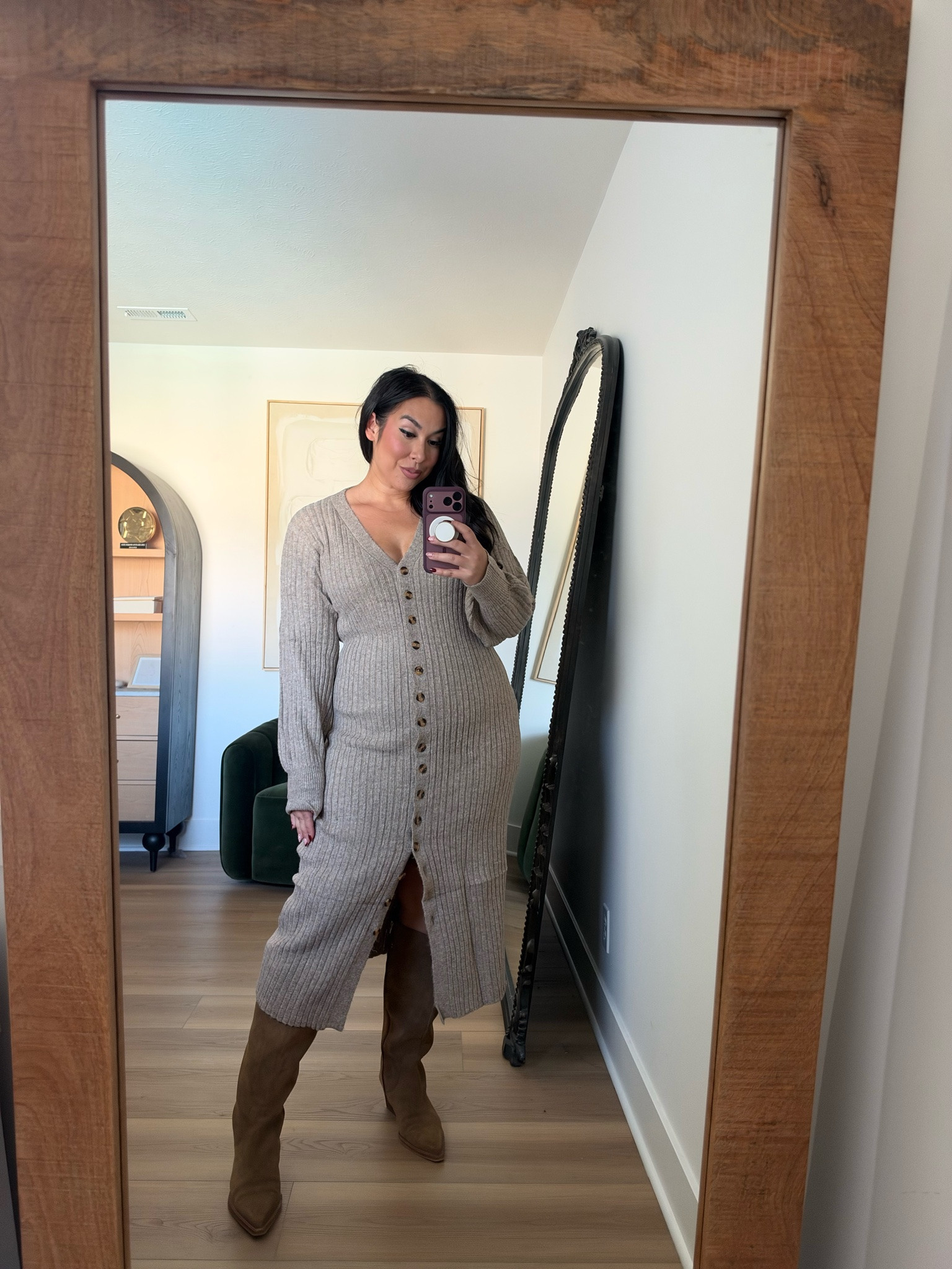The versatility of this piece is perfect for fall! You can wear it as a dress or completely open as a duster cardigan. Wearing an XL. Midsize, midsize fashion, fall, fall fashion, amazon 

 #LTKootd #LTKMidsize